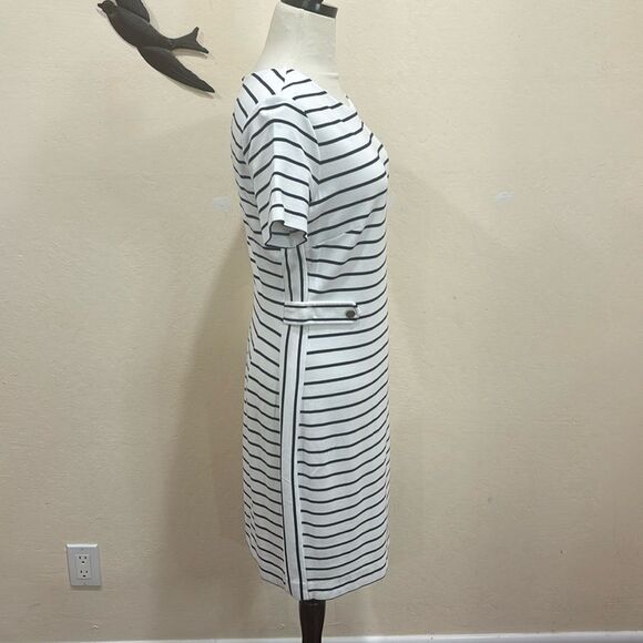 NEW! Banana Republic Factory Navy & White Stripe Knit Midi Dress - 6 - Picture 4 of 12